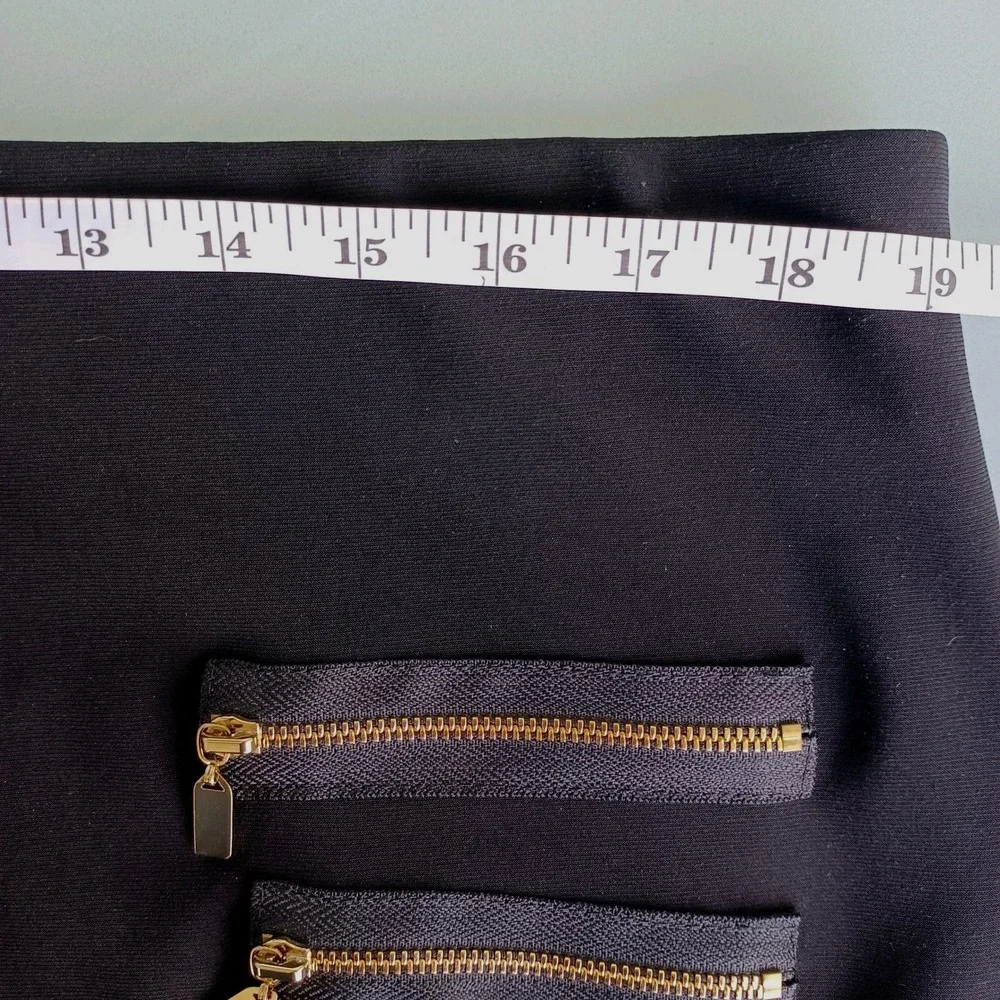 Joseph Ribkoff Black Pencil Skirt Gold Zipper Detail Knee Length Women's Size 18